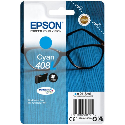 Epson C13T09K24010/408L Ink cartridge cyan high-capacity, 1.7K pages 21,6ml for Epson WF-C 4810