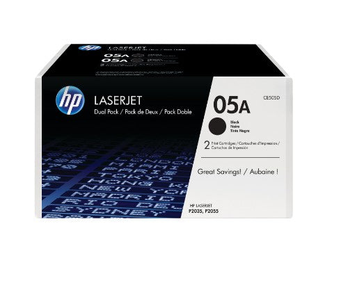 HP CE505D/05A Toner cartridge black twin pack, 2x2.3K pages ISO/IEC 19752 Pack=2 for HP LaserJet P 2035/2055