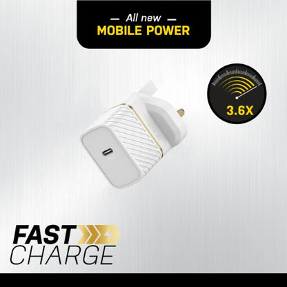 OtterBox UK Wall Charger 30W GaN - 1X USB-C 30W USB-PD, Cloud Dust White