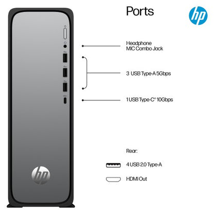 HP OmniDesk Slim S03-0012na Intel® Core™ i3 i3-13100 8 GB DDR5-SDRAM 256 GB SSD Windows 11 Home Tower PC Silver