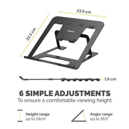 Fellowes Alumia Laptop Riser Portable Laptop Stand Max Size 15 inch Max Weight 5kg Black