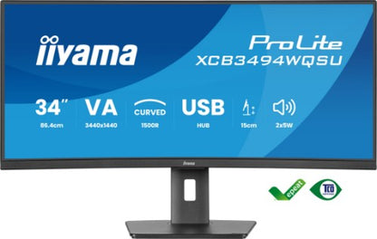 iiyama ProLite XCB3494WQSU-B1 computer monitor 86.4 cm (34") 3440 x 1440 pixels UltraWide Quad HD LED Black
