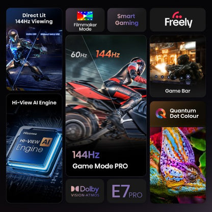 Hisense 50" E78QTUK PRO 144Hz QLED Smart AI TV with Freely