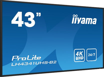 iiyama LH4341UHS-B2 Signage Display 108 cm (42.5") LCD 500 cd/m² 4K Ultra HD Built-in processor Android 8.0 24/7