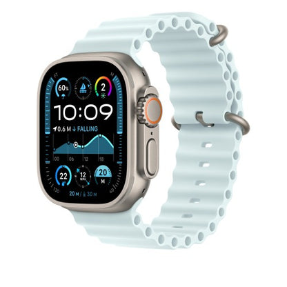 Apple 49mm Ice Blue Ocean Band - Natural Titanium Finish