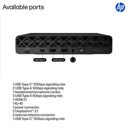 HP ProDesk 4 Mini G1i Wolf Pro Security Edition Intel Core Ultra 7 265T 32 GB DDR5-SDRAM 1 TB SSD Windows 11 Pro Mini PC AI PC Black