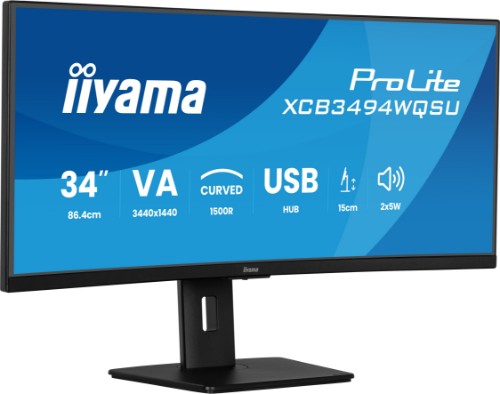 iiyama ProLite XCB3494WQSU-B1 computer monitor 86.4 cm (34") 3440 x 1440 pixels UltraWide Quad HD LED Black