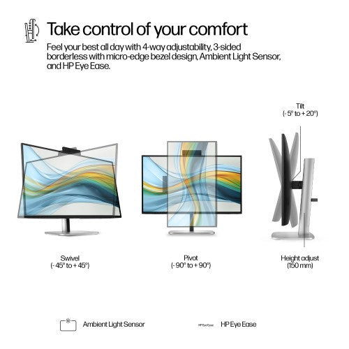 HP Series 5 Pro 27 inch QHD USB-C Conferencing Monitor - 527pm PVC Free