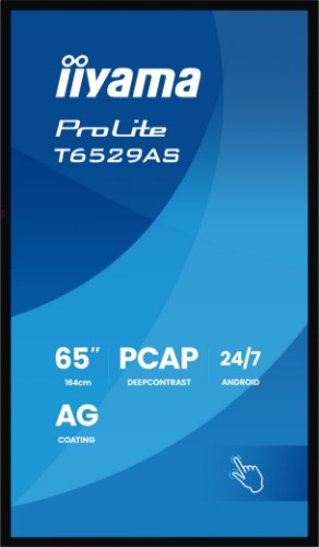 iiyama T6529AS-B1AG computer monitor 163.8 cm (64.5") 3840 x 2160 pixels 4K Ultra HD LED Touchscreen Black