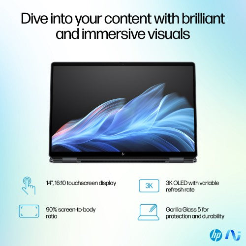 HP OmniBook Ultra Flip 14-fh0009na Copilot+ PC Intel Core Ultra 9 288V Hybrid (2-in-1) 35.6 cm (14") Touchscreen 3K 32 GB LPDDR5x-SDRAM 1 TB SSD Wi-Fi 7 (802.11be) Windows 11 Home Grey