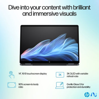 HP OmniBook Ultra Flip 14-fh0009na Copilot+ PC Intel Core Ultra 9 288V Hybrid (2-in-1) 35.6 cm (14") Touchscreen 3K 32 GB LPDDR5x-SDRAM 1 TB SSD Wi-Fi 7 (802.11be) Windows 11 Home Grey