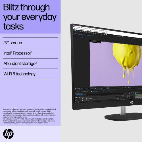 HP All-in-One 27-cr0049na Intel® Core™ i5 i5-1335U 68.6 cm (27") 1920 x 1080 pixels All-in-One PC 16 GB DDR4-SDRAM 1 TB SSD Windows 11 Home Wi-Fi 6 (802.11ax) White