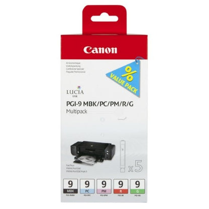 Canon 1033B013/PGI-9 Ink cartridge multi pack MBK,PC,PLM,R,G, 5x150 pages Pack=5 for Canon Pixma Pro 9500
