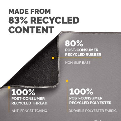 Fellowes Breyta XL Mouse Mat with Non-Slip Base XL Mouse Pad with Antibacterial Protection Grey