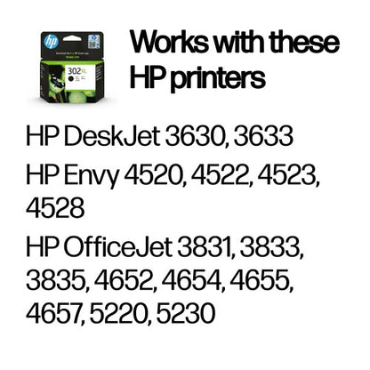 HP F6U68AE/302XL Printhead cartridge black high-capacity, 430 pages ISO/IEC 24711 8.5ml for HP DeskJet 1110/2130/OfficeJet 5200