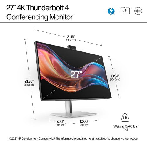 HP Series 7 Pro 27 inch 4K Conferencing Monitor - 727pm PVC Free