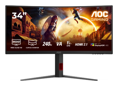 AOC G4 CU34G4Z computer monitor 86.4 cm (34") 3440 x 1440 pixels Wide Quad HD LED Black, Red