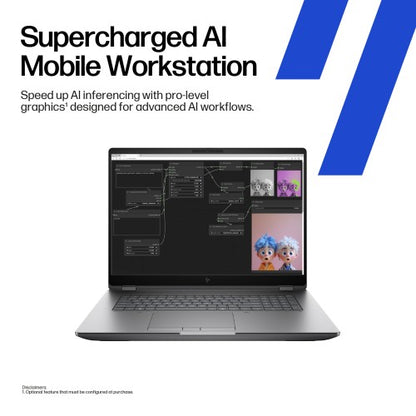 HP ZBook Fury G1i Data Science Intel Core Ultra 7 255HX Mobile workstation 45.7 cm (18") WQXGA 32 GB DDR5-SDRAM 1 TB SSD NVIDIA RTX PRO 2000 Blackwell Wi-Fi 7 (802.11be) Windows 11 Pro AI Workstation, AI PC Silver