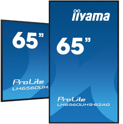 iiyama LH6560UHS-B2AG Signage Display Digital A-board 163.8 cm (64.5") LED Wi-Fi 500 cd/m² 4K Ultra HD Black Built-in processor Android 11 24/7