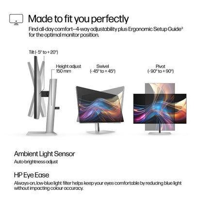 HP Series 7 Pro 27 inch QHD Monitor - 727pq PVC Free
