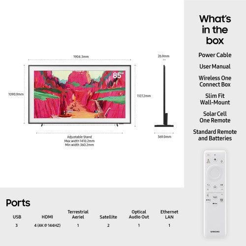 Samsung 2025 85" The Frame Pro Art Mode Neo QLED 4K HDR Smart TV 2.16 m (85") 4K Ultra HD Wi-Fi Black