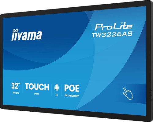 iiyama TW3226AS-B3P Signage Display Interactive flat panel 80 cm (31.5") LED Wi-Fi 500 cd/m² Full HD Black Touchscreen Built-in processor Android 14 24/7