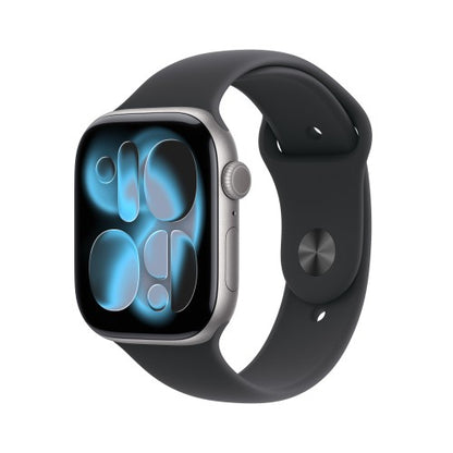 Apple Watch Series 11 GPS + Cellular 46mm Space Grey Aluminium Case with Black Sport Band - S/M