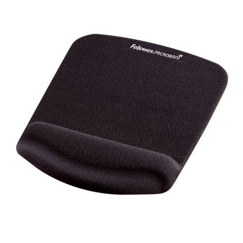 Fellowes Mouse Mat Wrist Support - PlushTouch Mouse Pad with Non Slip Rubber Base & Antibacterial Protection - Ergonomic Mouse Mat for Computer, Laptop, Home Office Use - Black