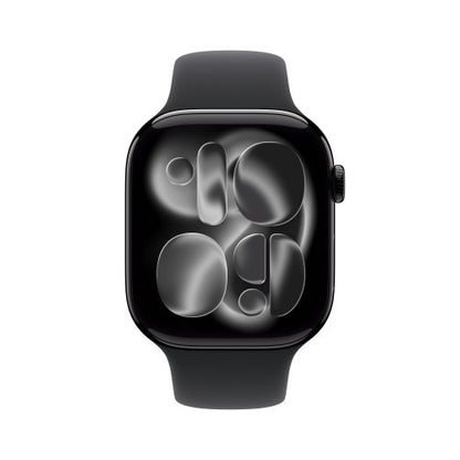Apple Watch Series 11 GPS 46mm Jet Black Aluminium Case with Black Sport Band - S/M