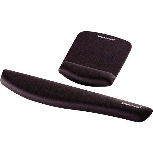 Fellowes Mouse Mat Wrist Support - PlushTouch Mouse Pad with Non Slip Rubber Base & Antibacterial Protection - Ergonomic Mouse Mat for Computer, Laptop, Home Office Use - Black