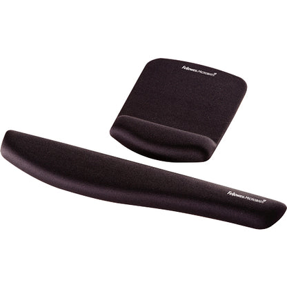 Fellowes Mouse Mat Wrist Support - PlushTouch Mouse Pad with Non Slip Rubber Base & Antibacterial Protection - Ergonomic Mouse Mat for Computer, Laptop, Home Office Use - Black