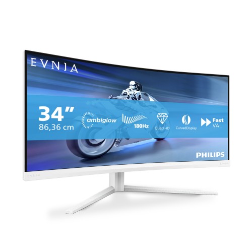 Philips Evnia 5000 34M2C5501A/00 computer monitor 86.4 cm (34") 3440 x 1440 pixels Wide Quad HD LCD White