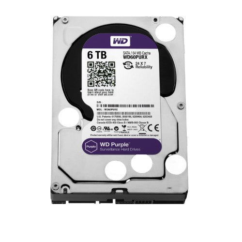 Western Digital Purple internal hard drive 6 TB 5400 RPM 64 MB 3.5" Serial ATA III