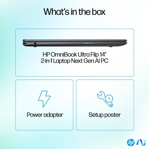HP OmniBook Ultra Flip 14-fh0000na Copilot+ PC Intel Core Ultra 9 288V Hybrid (2-in-1) 35.6 cm (14") Touchscreen 3K 32 GB LPDDR5x-SDRAM 1 TB SSD Wi-Fi 7 (802.11be) Windows 11 Home Blue