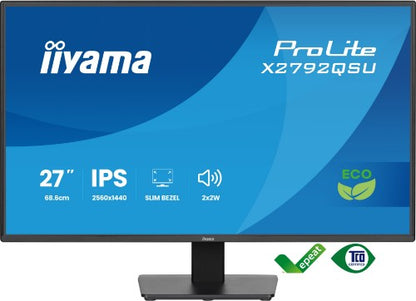 iiyama ProLite X2792QSU-B1 computer monitor 68.6 cm (27") 2560 x 1440 pixels Quad HD Black