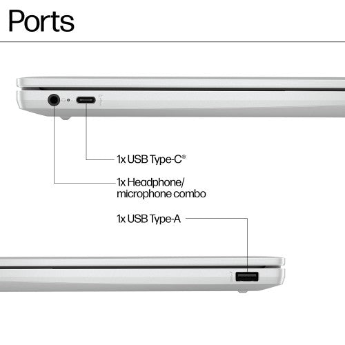 HP Chromebook 14a-nf0002na Intel® N N100 35.6 cm (14") HD 4 GB LPDDR5-SDRAM 128 GB eUFS Wi-Fi 6E (802.11ax) ChromeOS Silver