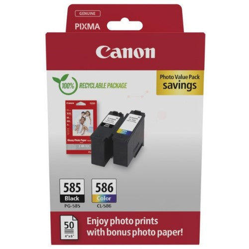Canon 6205C004/PG-585/CL-586 Ink cartridge multi pack black + color + Photopaper GP-501, 2x180 pages ISO/IEC 19752 Pack=2 for Canon Pixma TS 7650