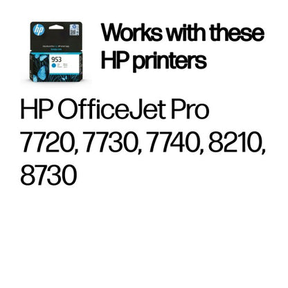 HP F6U12AE/953 Ink cartridge cyan, 630 pages 9ml for HP OfficeJet Pro 7700/8210/8710