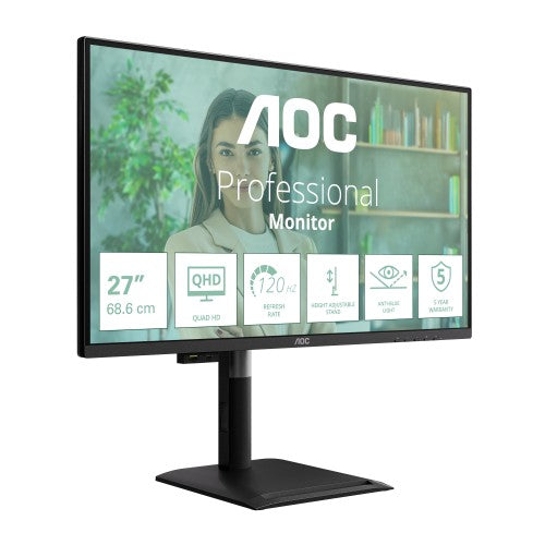 AOC Q27P4U computer monitor 68.6 cm (27") 2560 x 1440 pixels Wide Quad HD Black