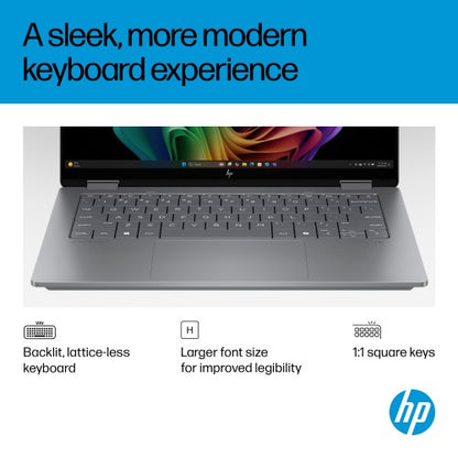 HP OmniBook X FlipNGAI 14-fm0006na Copilot+ PC Intel Core Ultra 5 226V Hybrid (2-in-1) 35.6 cm (14") Touchscreen 2K 16 GB LPDDR5x-SDRAM 512 GB SSD Wi-Fi 7 (802.11be) Windows 11 Home Silver