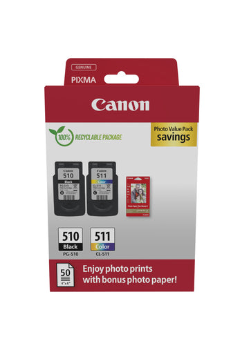 Canon 2970B017/PG-510+CL-511 Printhead cartridge multi pack black + color PVP, 2x220 pages ISO/IEC 24711 9ml Pack=2 for Canon Pixma MP 240