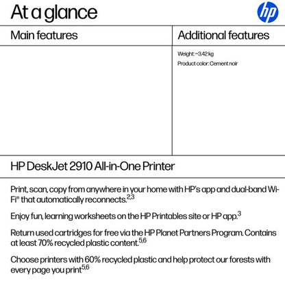 HP DeskJet 2910 Wireless All-in-One Color Printer