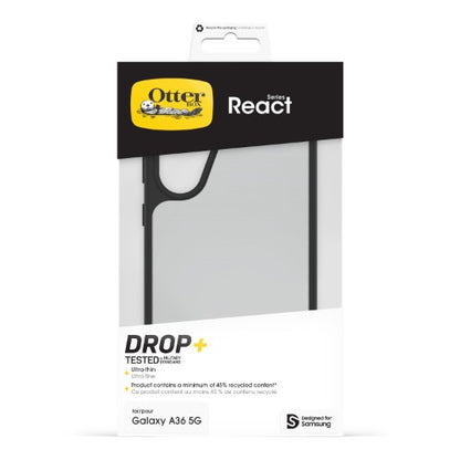 OtterBox React Series for Samsung Galaxy A36 5G, transparent/black