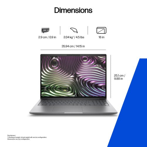 HP Zbook X G1i 16 inch Mobile Workstation PC Wolf Pro Security Edition - Data Science Intel Core Ultra 7 225H 40.6 cm (16") 2.5K 32 GB DDR5-SDRAM 1 TB SSD NVIDIA RTX PRO 500 Blackwell Wi-Fi 7 (802.11be) Windows 11 Pro AI Workstation, AI PC Silver