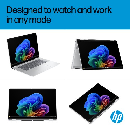 HP OmniBook X Flip Next Gen AI 16-as0010na Copilot+ PC Intel Core Ultra 7 258V Hybrid (2-in-1) 40.6 cm (16") Touchscreen 2K 32 GB LPDDR5x-SDRAM 1 TB SSD Wi-Fi 7 (802.11be) Windows 11 Home Silver