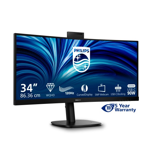 Philips 3000 series 34B2U3600CH/00 computer monitor 86.4 cm (34") 3440 x 1440 pixels Wide Quad HD LCD Black
