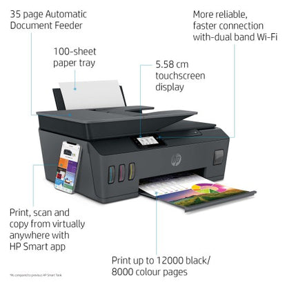 HP Smart Tank Plus 570 Wireless All-in-One Color Printer, Copier, Scanner