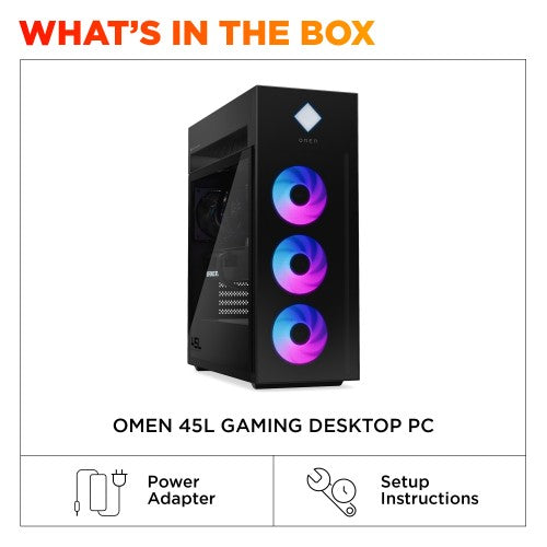 OMEN by HP 45L GT22-3003na Intel Core Ultra 9 285K 64 GB DDR5-SDRAM 4 TB SSD NVIDIA GeForce RTX 5090 Windows 11 Home Tower PC AI PC Black