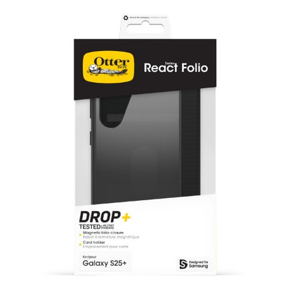 OtterBox React Folio Series for Samsung Galaxy S25+, transparent/black