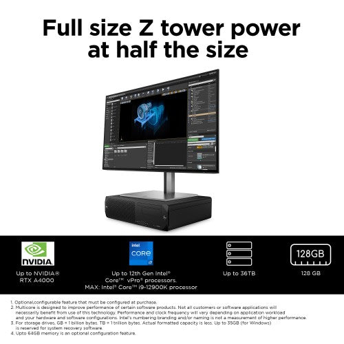 HP Z2 G9 Intel® Core™ i7 i7-14700K 64 GB DDR5-SDRAM 2 TB SSD NVIDIA RTX A4000 Windows 11 Pro SFF Workstation AI Workstation Black